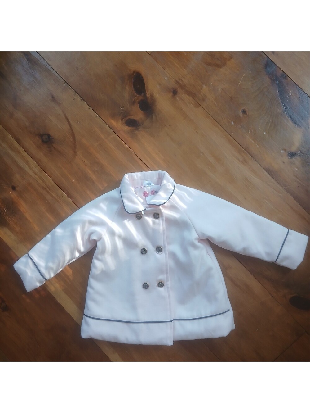 Little Me Pink Pea Coat Blue & Gold Buttons Baby 12 month girls Coat. ME